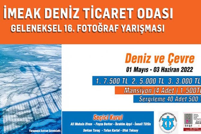 İMEAK Deniz Ticaret Odası 16. Fotoğraf Yarışması’nın başvuruları başladı. Yarışmanın bu yıl teması ‘Deniz ve Çevre’ olarak belirlendi.