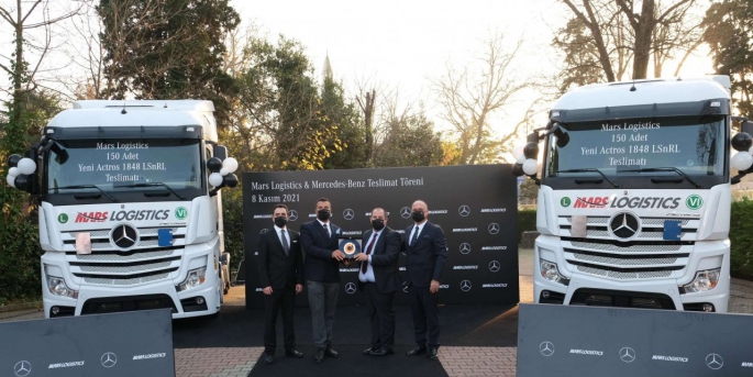 Mercedes-Benz Türk, Mars Logistics’e 2021 yılında toplam 150 adet Actros 1848 LSnRL teslimatı gerçekleştirdi.