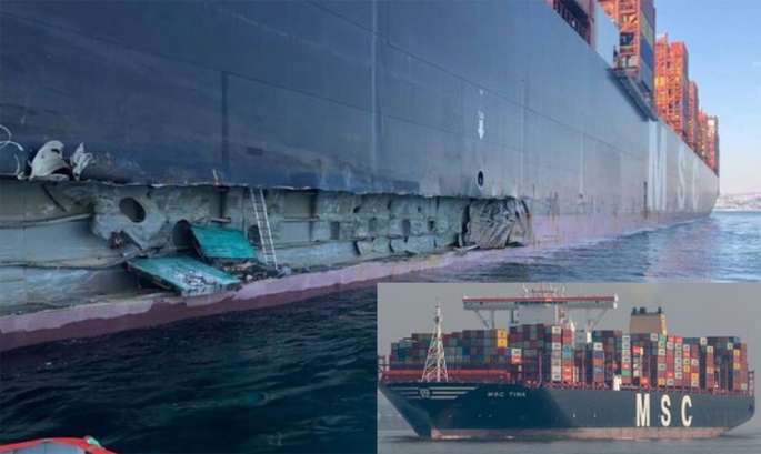 MSC TINA, dün akşam saatlerinde Ambarlı Marport Limanı’na yanaşırken ağır şekilde hasar aldı.